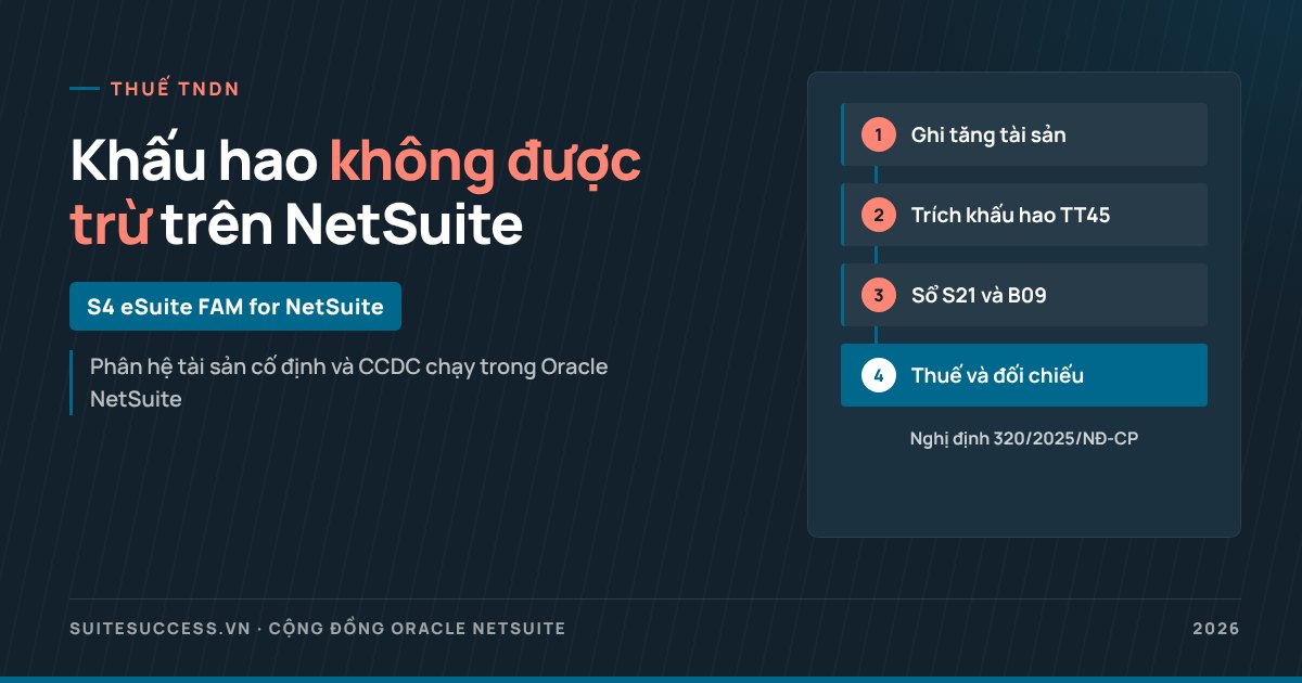 Khấu hao không được trừ khi tính thuế TNDN trên NetSuite: ô tô vượt 1,6 tỷ và các trường hợp khác